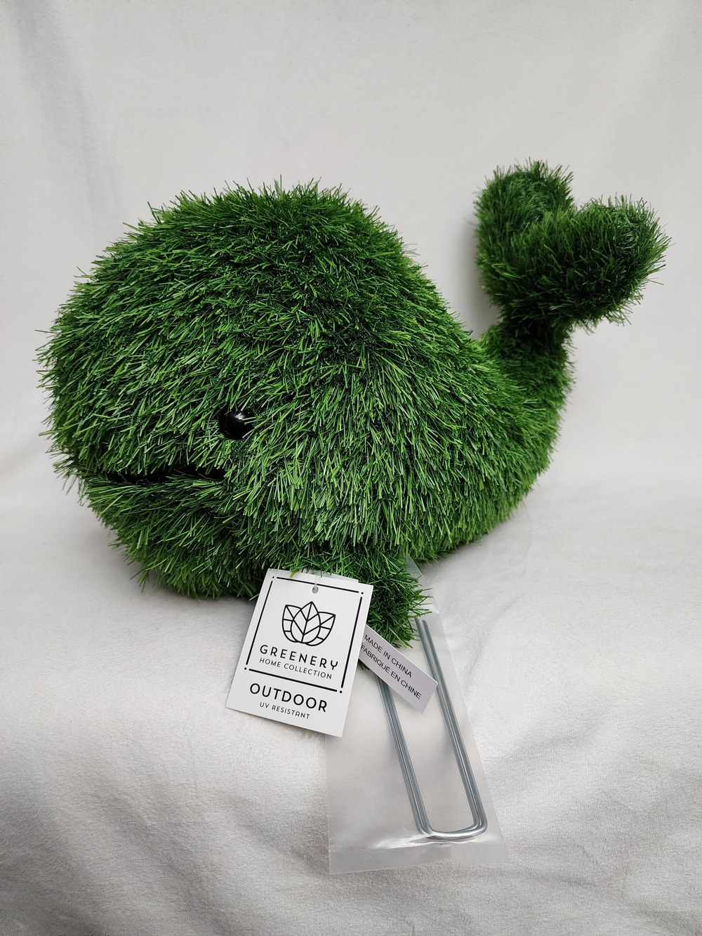 Outdoor Artificial Grass Whale Green With Metal Stakes For Ground Secure12"X 19"